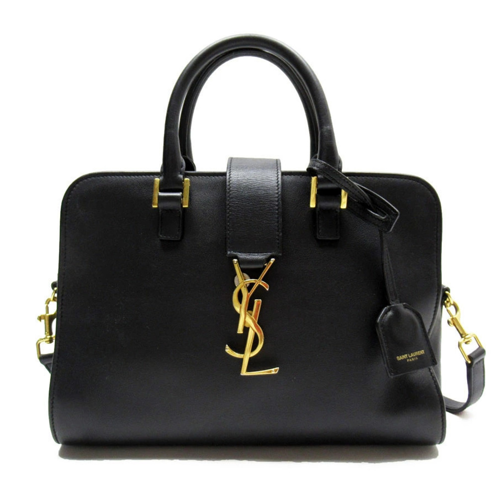 Saint Laurent Baby Cabas 2way Shoulder Bag leather black gold